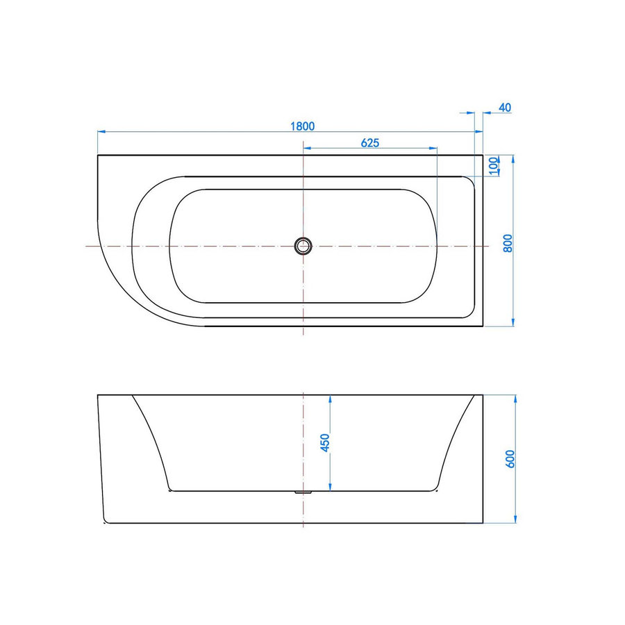 Ligbad Best Design Munster Half Vrijstaand 180x80 Rechts Glans Wit