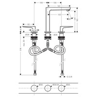 Wastafelmengkraan Metropol HansGrohe 3-Gats 160 met Rechte Greep en Push-Open Afvoer Mat Wit