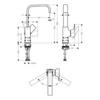 Wastafelmengkraan Metropol HansGrohe Eengreeps 230 met Rechte Greep en Push-Open Afvoer Chroom