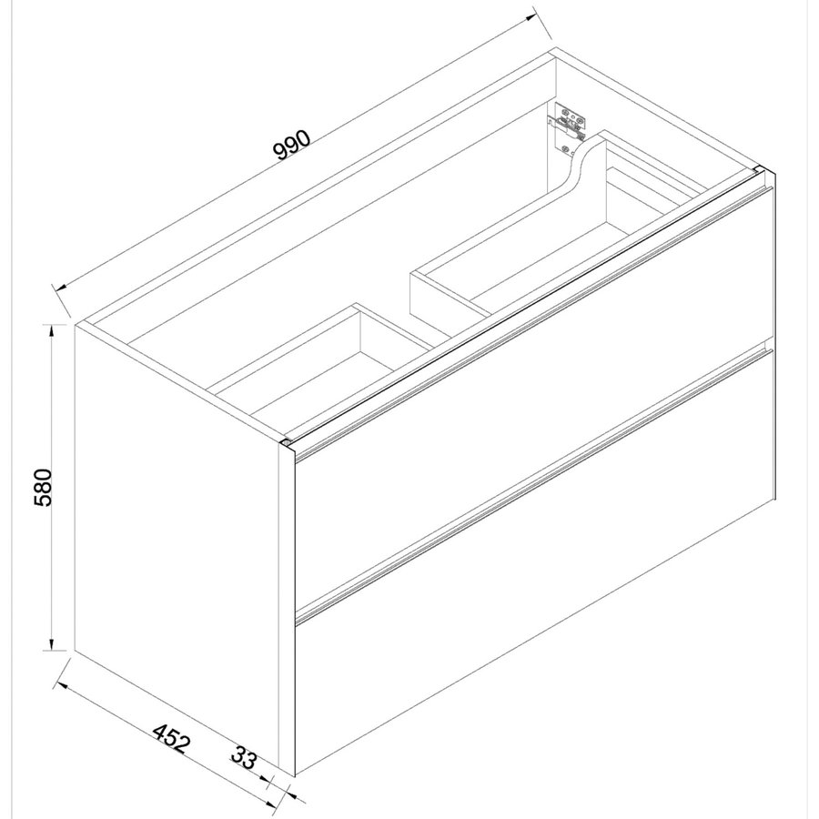 Wastafelonderkast met 2 Laden Wiesbaden Lotus 100x45.2 cm Naturel Eik / Mat Zwart