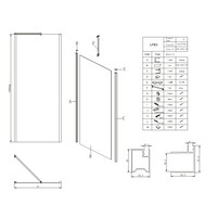 Douchewand Lacus Giglio Evo Fox tbv Nisdeur Gilgio Evo Fox 75 cm Mat Glas Chroom