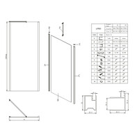 Douchewand Lacus Giglio Evo Fox tbv Nisdeur Gilgio Evo Fox 90 cm Mat Glas Chroom