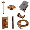 Brauer Regendoucheset Inbouw Brauer Copper Carving Thermostatisch 20cm met 3-Weg Omstelling, Plafondarm en Staaf Handdouche Geborsteld Koper