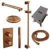 Brauer Regendoucheset Inbouw Brauer Copper Carving Thermostatisch 20cm met 3-Weg Omstelling, Wandarm, Glijstang en Staaf Handdouche Geborsteld Koper
