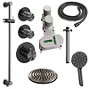 Regendoucheset Inbouw Brauer Gunmetal Edition Thermostatisch 20cm met Plafondarm, Glijstang en Handdouche 3-Standen Losse Stopkranen Geborsteld Gunmetal