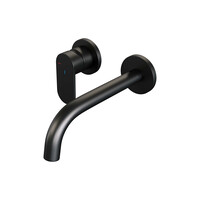 Inbouw Wastafelmengkraan Brauer Black Edition Coldstart Gebogen Uitloop Platte Hendel Links Geborsteld Mat Zwart Met Rozetten