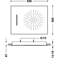 Hoofddouche Tres Plafond met Waterval 50x65 cm Staal