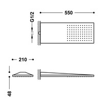 Hoofddouche Tres Wand 21x55 cm Mat Zwart