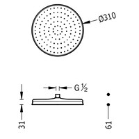 Hoofddouche Tres Plafonduitloop 31 cm Rond Classic Design Staal