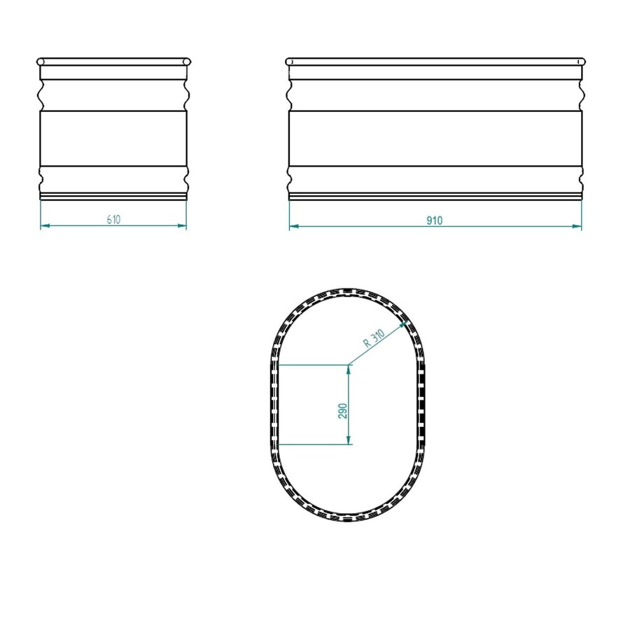 IJsbad Tankkd Green Label Oval 91x61x61 cm Aluminium