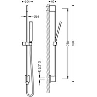 Glijstangset Tres 76 cm met Waterinlaat Mat Wit