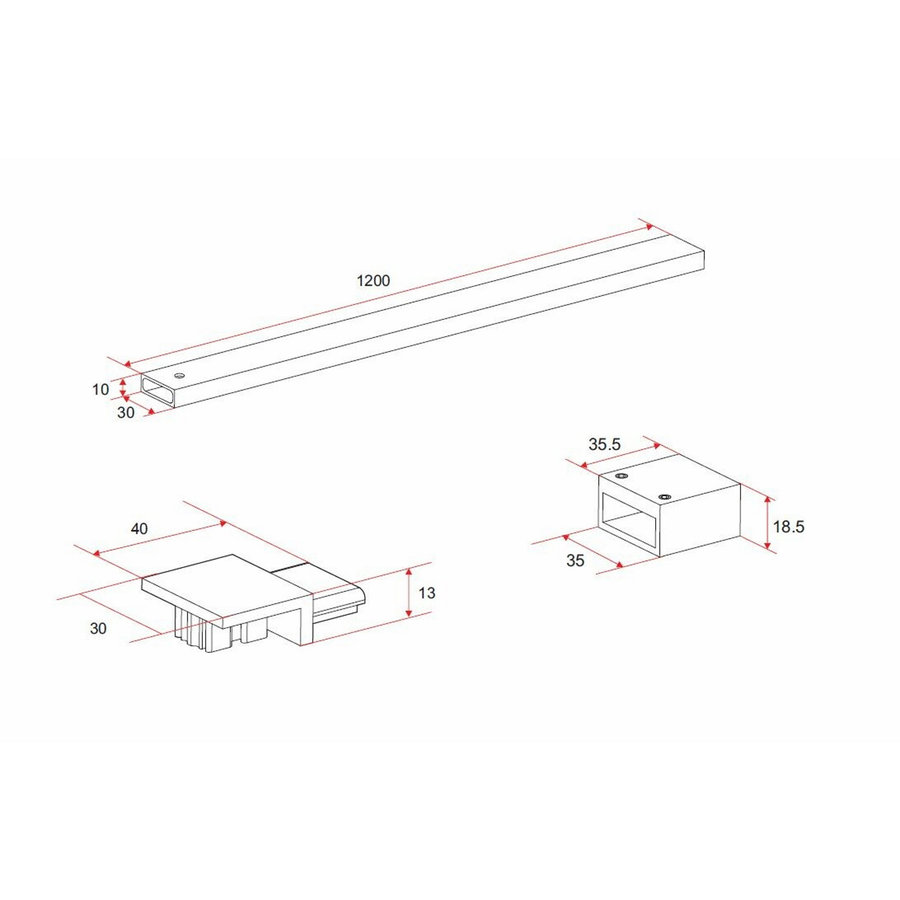 Stabilisatiestang Voor Inloopdouche Wiesbaden Horizon 120 cm Mat Zwart