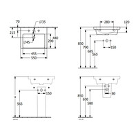 Wastafel Villeroy & Boch Subway 3.0 Met CeramicPlus Zonder Kraangat Zonder Overloop 55x44x16.5 cm Wit Alpin