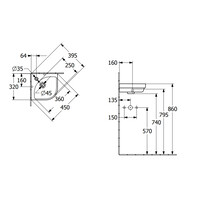 Hoekfontein Villeroy & Boch Subway 3.0 CeramicPlus Zonder Overloop 39.5x14.5 cm Stone White