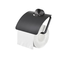 Toiletrolhouder met Klep Geesa Opal Zwart Metaal Geborsteld