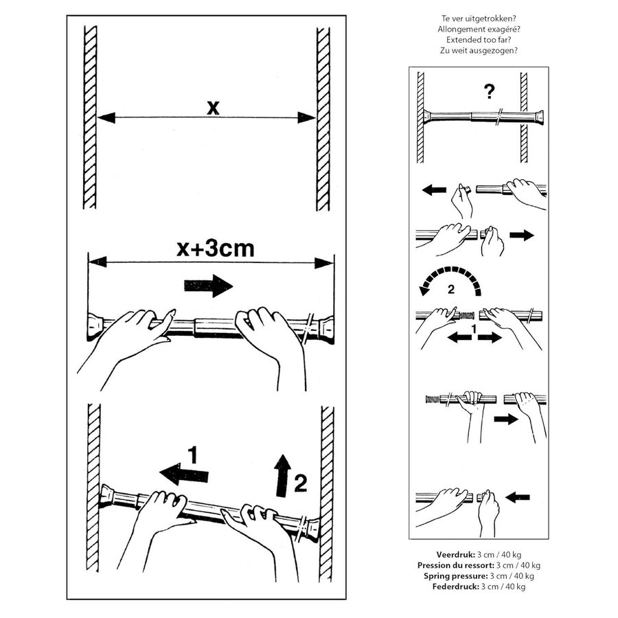 Differnz Round Douchestang 75X125 Zwart