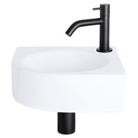 Fonteinset Differnz Cleo 30x30x10 cm Keramiek Wit Met Kraan Gebogen Mat Zwart