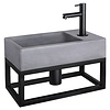 Differnz Fonteinset Differnz Force Beton en Handoekrek 40x22x9 cm Donker Grijs Met Rechte Kraan Mat Zwart