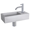 Fonteinset Differnz Ravo Beton 38.5x18.5x9 cm Licht Grijs Met Gebogen Kraan Chroom