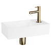 Differnz Fonteinset Differnz Solid Solid Surface 36x18.5x9 cm Wit Met Rechte Kraan Mat Goud