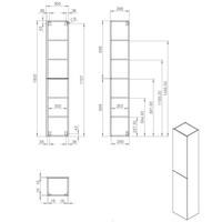 Hoge Kolomkast Best Design Halifax Greeploos 35x180 cm Eiken