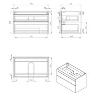 Badkamermeubel Best Design Beauty 2 Laden Greeploos 78 cm Eiken Zonder Wastafel