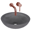Waskomset Differnz Ravano Beton 40x12 cm Antraciet met Inbouw Wastafelkraan Rood Koper