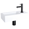 Fonteinset Differnz Helios 37.5x18.5x9.5 cm Wit Met Rechte Kraan Rechts Mat Zwart