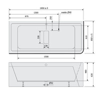 Ligbad Polysan Marlene 195x85x63 cm Asymmetrisch Links Wit