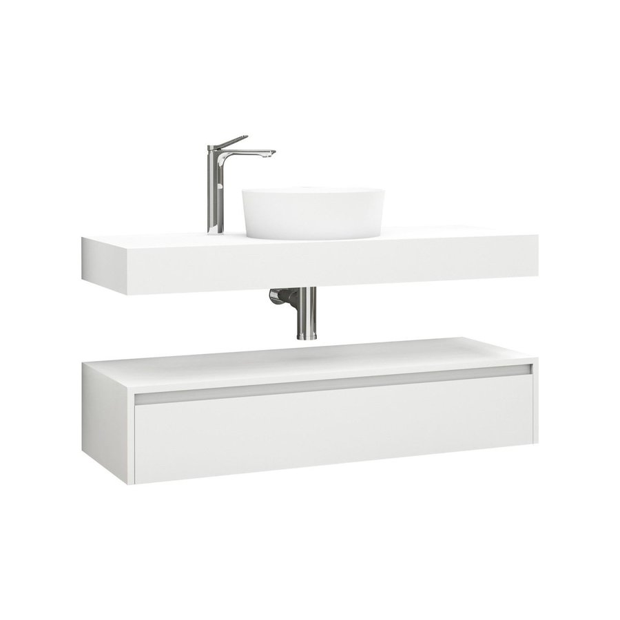 Onderkast AquaSplash Lina met Wastafelblad 120cm Mat Wit