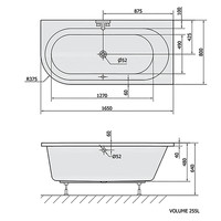 Ligbad Polysan Astra Inbouw 165x80x48 cm Asymmetrisch Rechts Wit