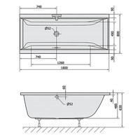 Ligbad Polysan Cleo Inbouw 180x80x48 cm Wit