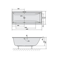 Ligbad Polysan Cleo Slim Inbouw 160x70x48 cm Wit