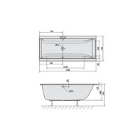 Ligbad Polysan Cleo Slim Inbouw 170x75x48 cm Wit