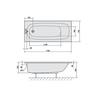 Ligbad Polysan Ebro Inbouw 170x75x39 cm Wit