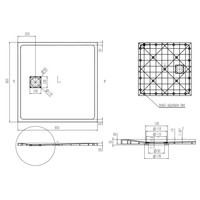 Douchebak AquaSplash Naxos SMC 90x90 cm Stone-look Mat Zwart