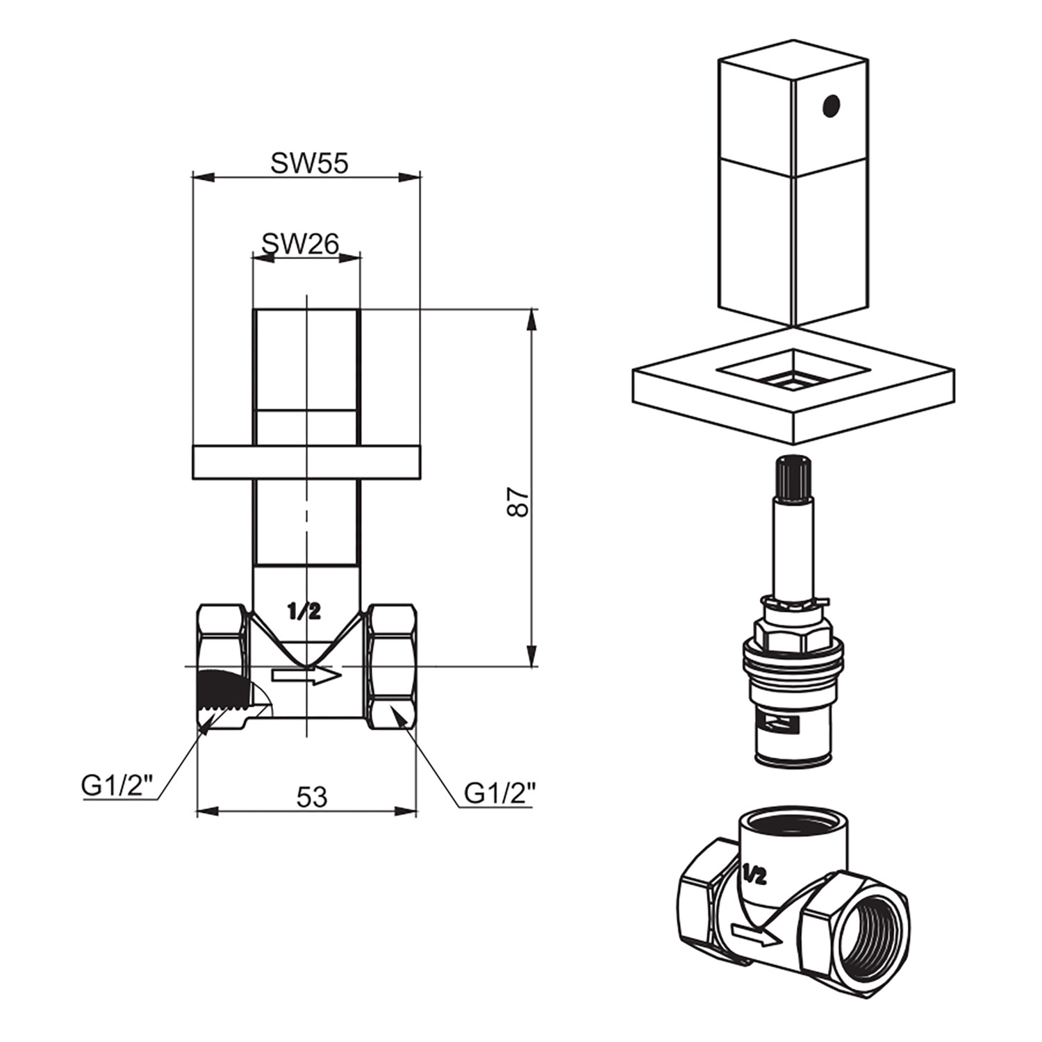 Hoekstopkraan AquaSplash Colorato 1/2x1/2 Chroom Megadump Eindhoven