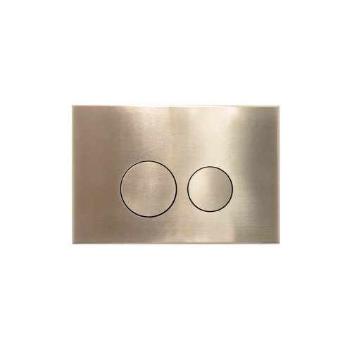 Bedieningsplaat Qeramiq Push Met DualfFush Frontbediening Metaal Rond Geborsteld Messing 