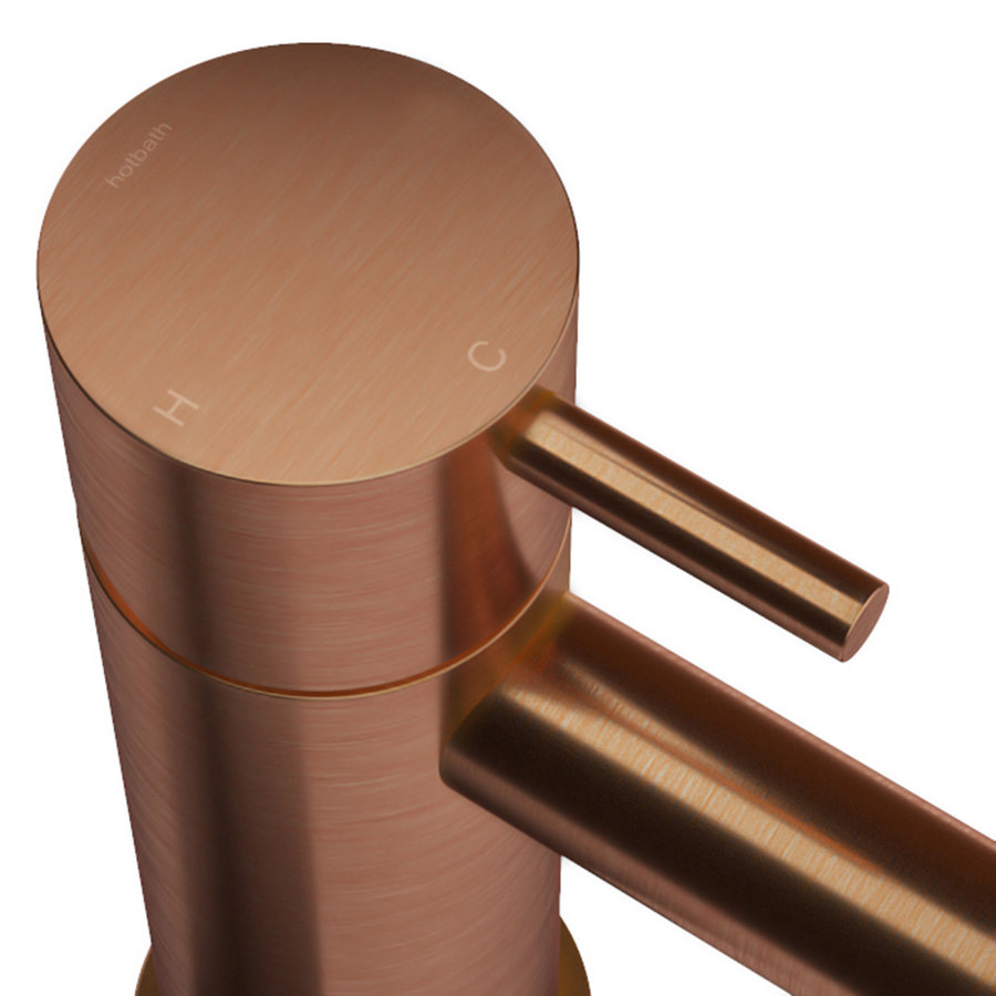 Wastafelmengkraan Hotbath Cobber 1-hendel Gebogen 27.8 cm Geborsteld Koper Living Colours