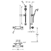 Douchekraan Tres Clasic Thermostatisch Set Incl. Glijstang en Handdouche RVS