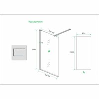 Safetyglass Inloopdouche Verticale Stang 10mm Nano Coating Mat Zwart (ALLE MATEN)