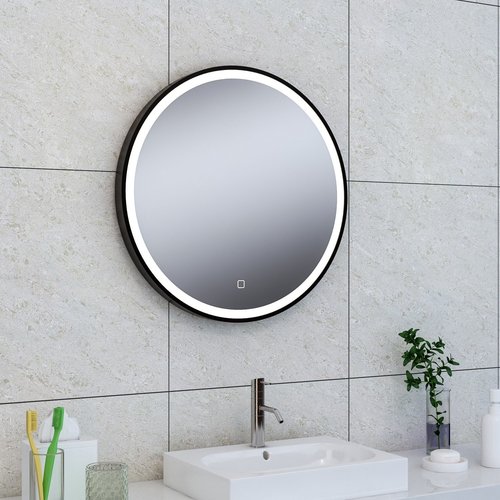 Ronde Spiegel Wiesbaden Maro met LED Verlichting 60 cm Mat Zwart 