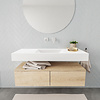 Aqua Splash Badkamermeubel AQS Ibiza 120 cm Washed Oak Twee Soft-Close Lades Solid Surface Wastafel Mat Wit (acht varianten)