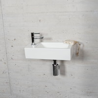 Fonteinset Mat Wit Wiesbaden Color Chroom (kraangat links)