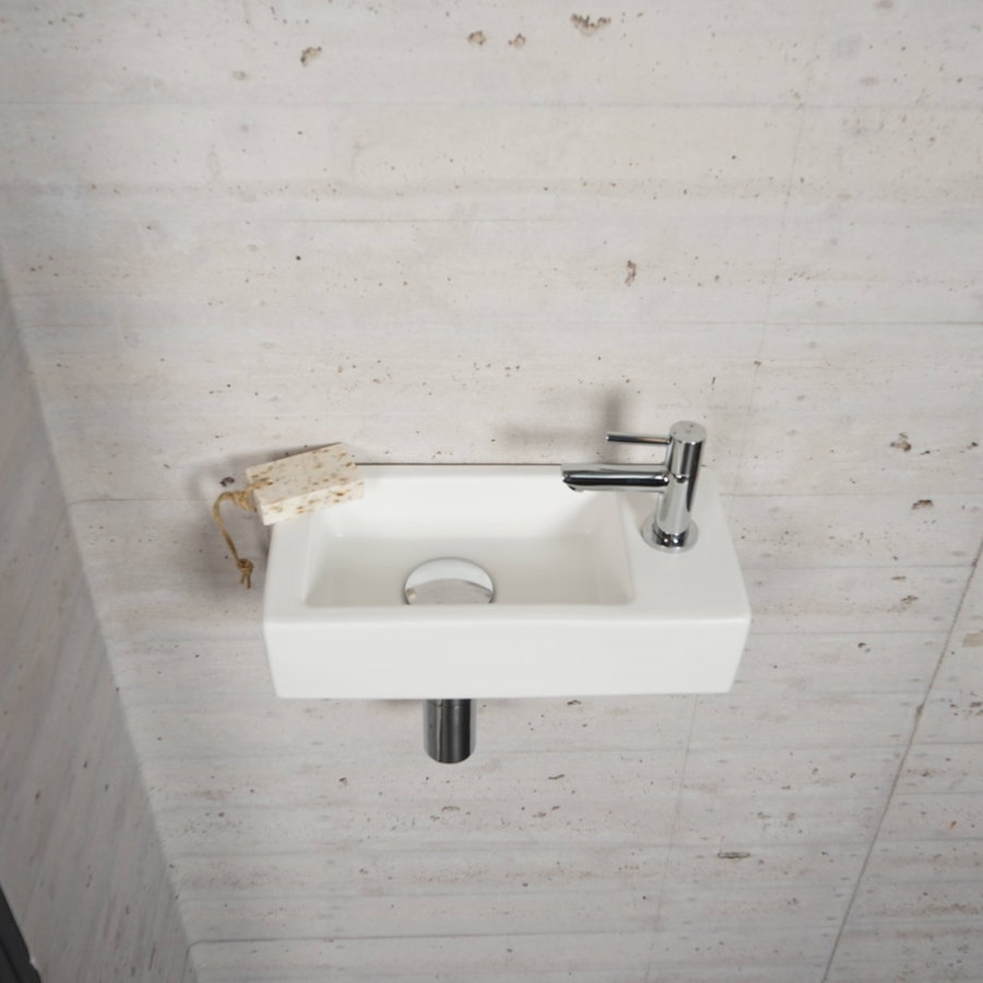 Fonteinset Mat Wit Wiesbaden Color Chroom (kraangat rechts)