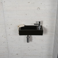 Fonteinset Mat Zwart Wiesbaden Color Chroom (kraangat rechts)