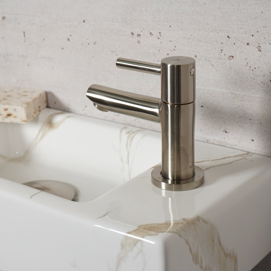 Fonteinset Carrara Marmerlook Wiesbaden Color RVS (kraangat rechts)