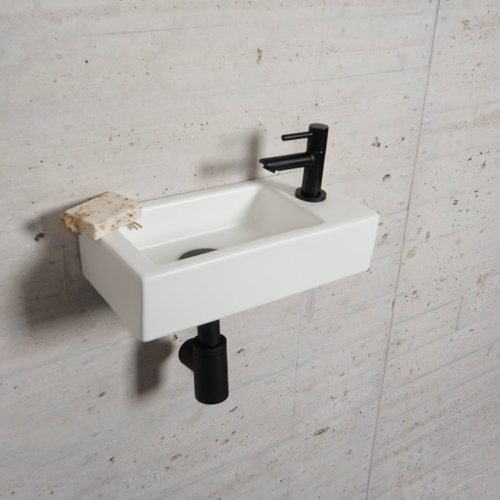 Fonteinset Mat Wit Wiesbaden Color Mat Zwart (kraangat rechts) 