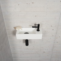 Fonteinset Mat Wit Wiesbaden Color Mat Zwart (kraangat rechts)