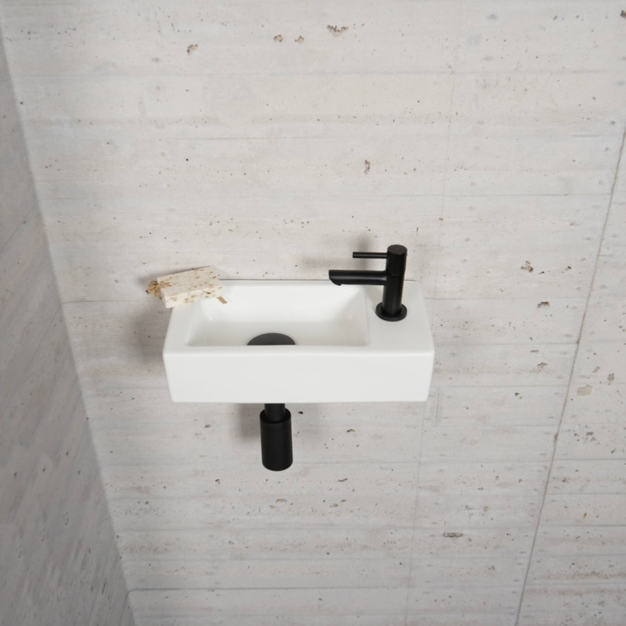 Fonteinset Mat Wit Wiesbaden Color Mat Zwart (kraangat rechts)